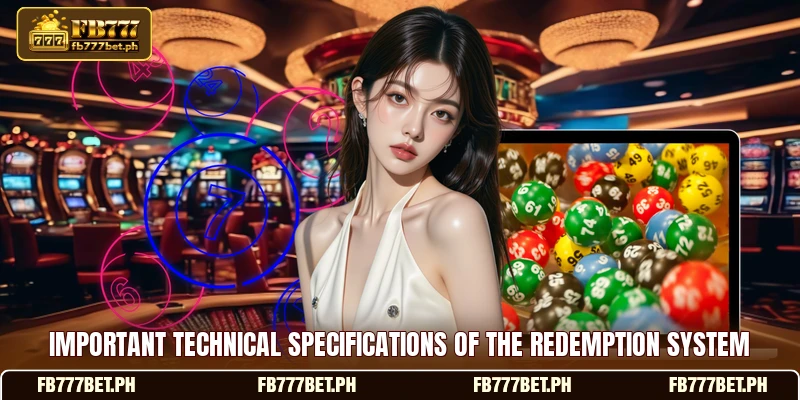 Important technical specifications of the redemption system